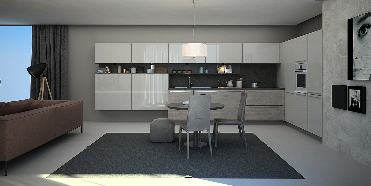 pretty，Kitchen scene，Interior design，modeling，